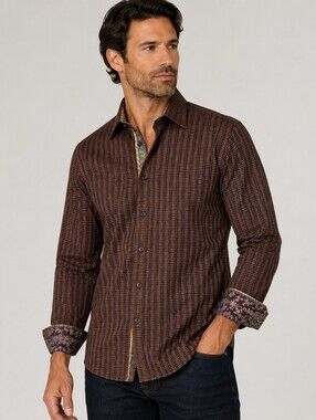 Robert Graham Men’s Multicolor Check Button Down Shirt XL Embroidered Trim